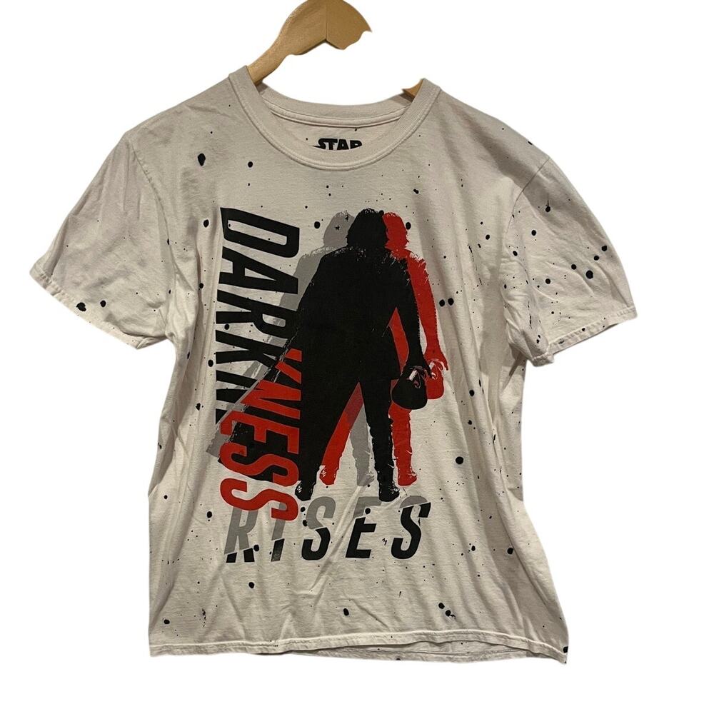 Star Wars Darkness Rises Tee Splatter Print T-Shirt White Movie Cotton Nerdy